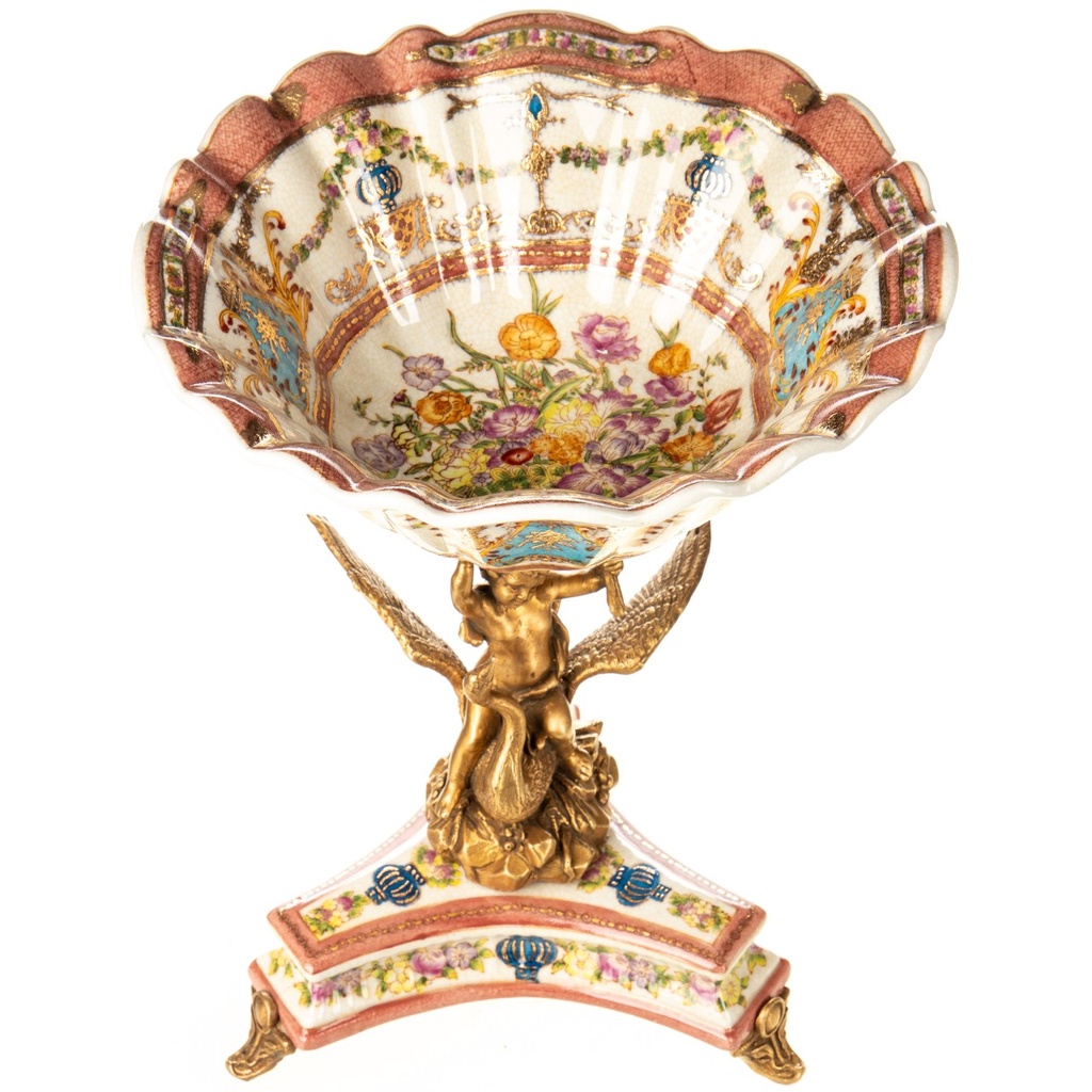 [LA-1822528] Porzellan mit Bronze Schale mit Jungen auf Schwan Bild 4
