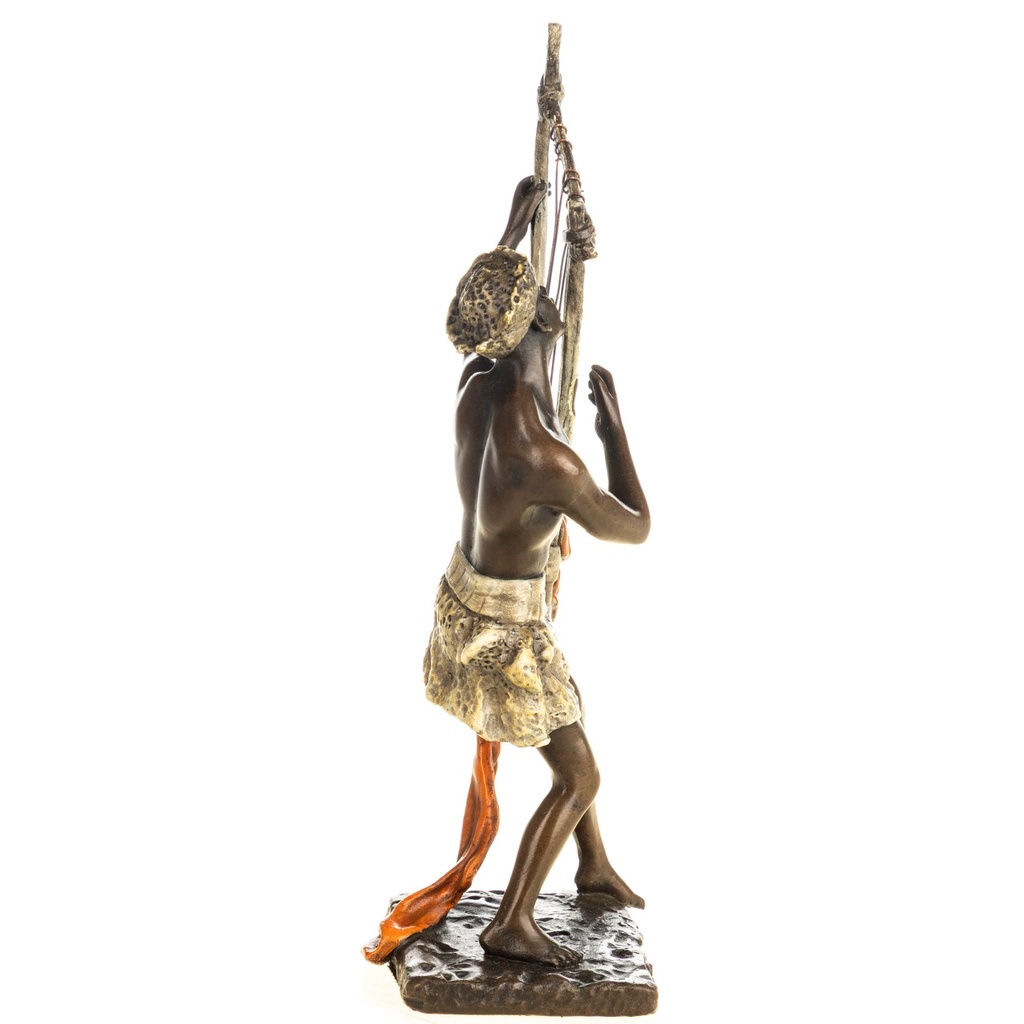 [LA-1822542] Farbige Bronzefigur Wiener Art Arabischer Musiker mit Harfe Bild 2