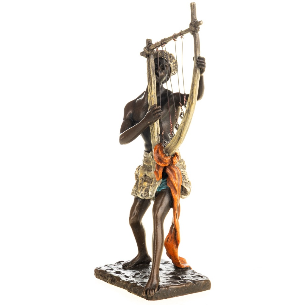 [LA-1822542] Farbige Bronzefigur Wiener Art Arabischer Musiker mit Harfe Bild 3