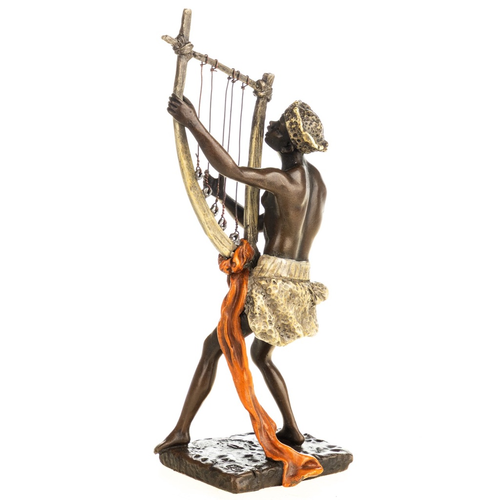 [LA-1822542] Farbige Bronzefigur Wiener Art Arabischer Musiker mit Harfe Bild 4