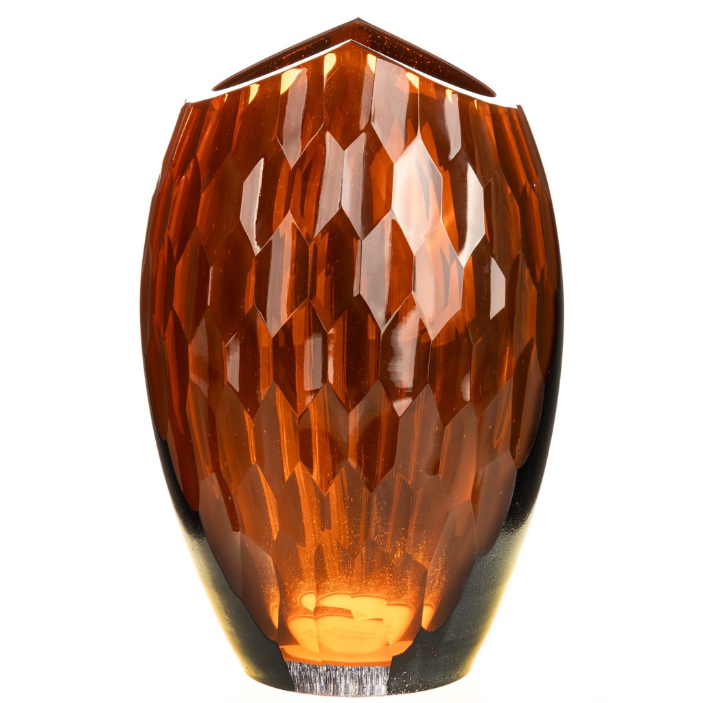 [LA-1822584] Dickwandig mundgeblasene und handgeschliffene Vase Kristallin Bohême Bild 3