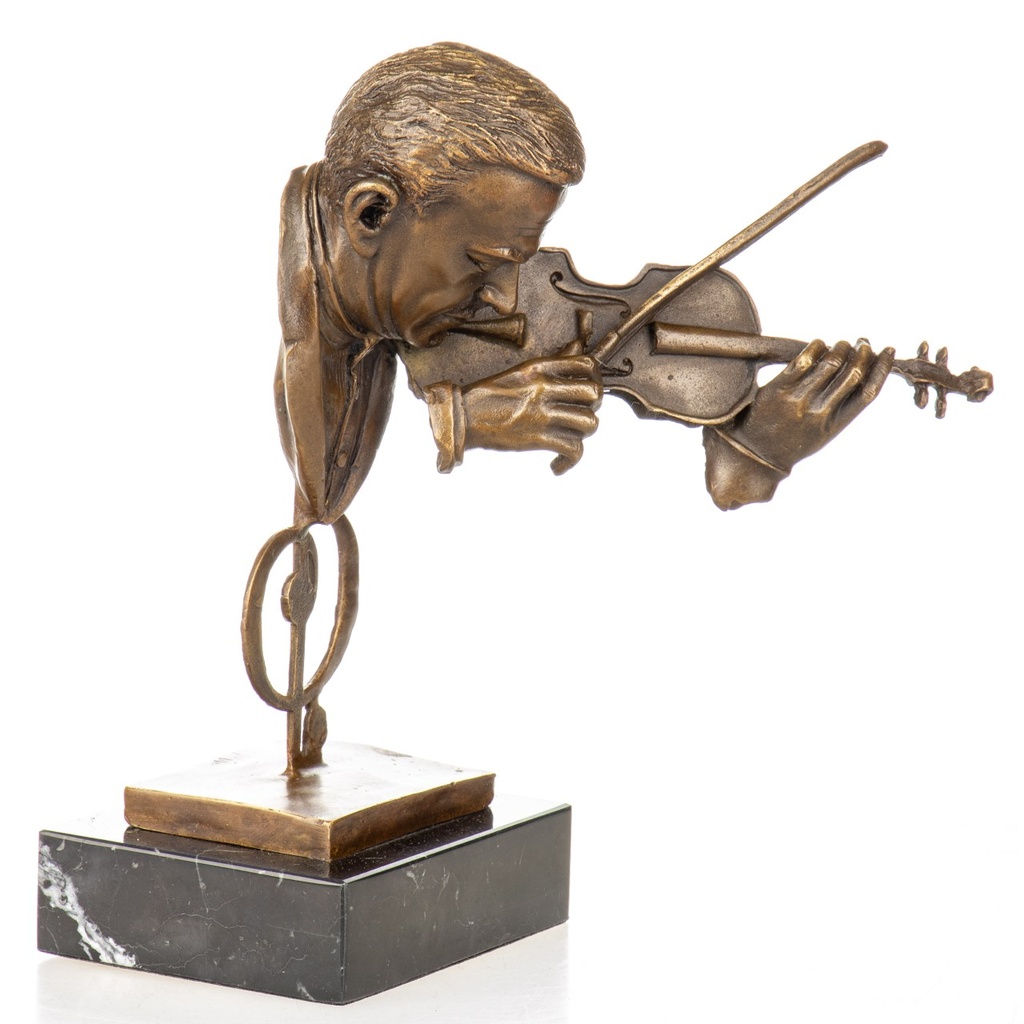 [LA-1822587] Bronzeskulptur Bronzefigur Büste Mann mit Geige Bild 4