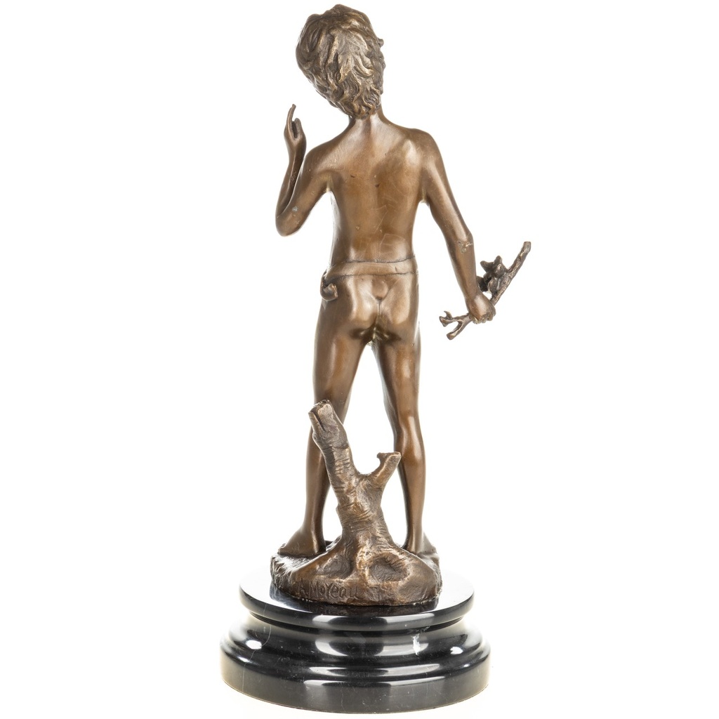 [LA-1822658] Bronzeskulptur Bronzefigur Junge mit Vögeln Bild 3