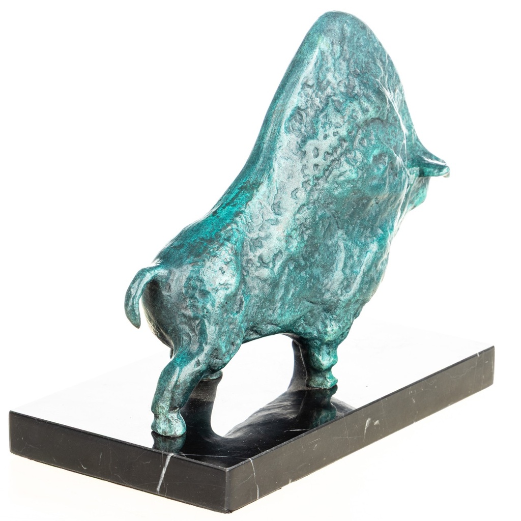 [LA-1822675] Grün Patinierte Bronzefigur Abstrakter Stier Bild 2