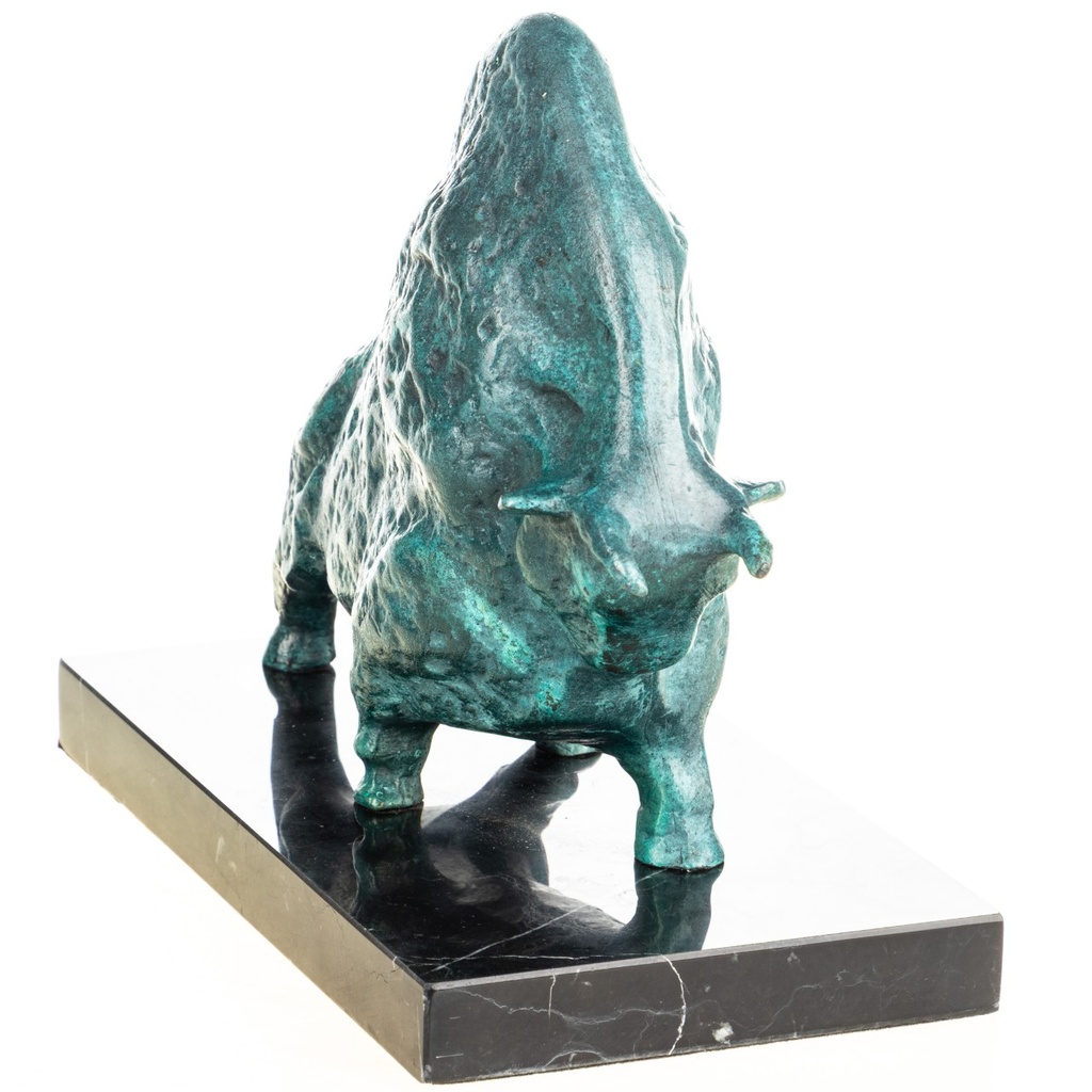 [LA-1822675] Grün Patinierte Bronzefigur Abstrakter Stier Bild 5