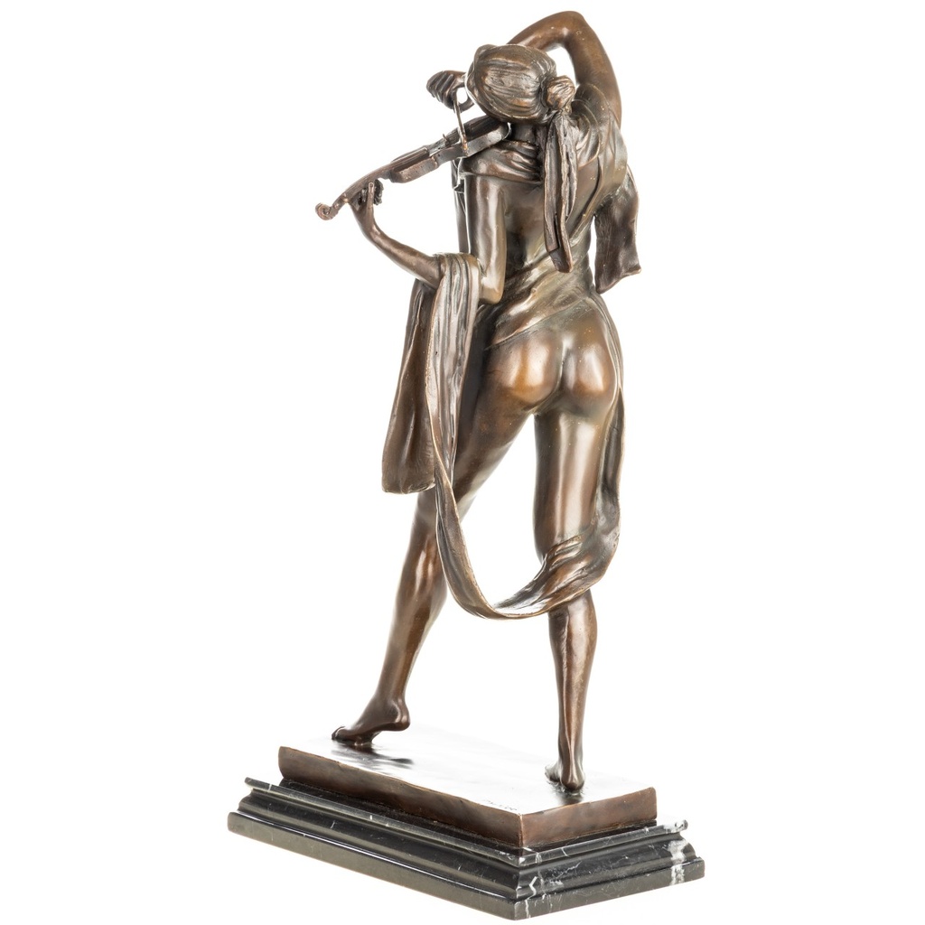 [LA-1822680] Bronzeskulptur Bronzefigur Weiblicher Akt mit Geige Bild 4