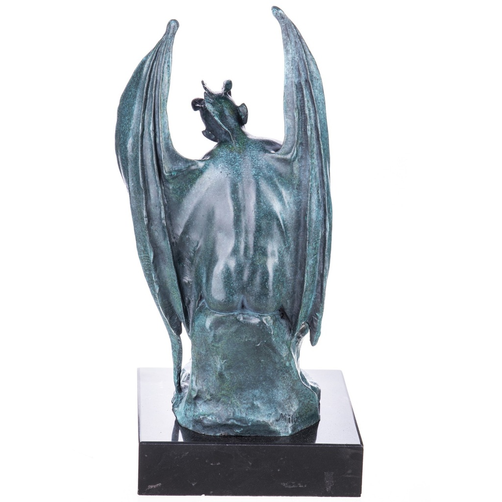 [LA-1822688] Bronzeskulptur Bronzefigur Teufel mit Grüner Patina Bild 2