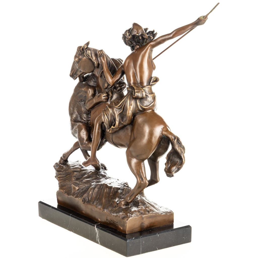 [LA-1822699] Bronzeskulptur Bronzefigur Kriegerin auf Pferd mit Raubkatze Bild 3