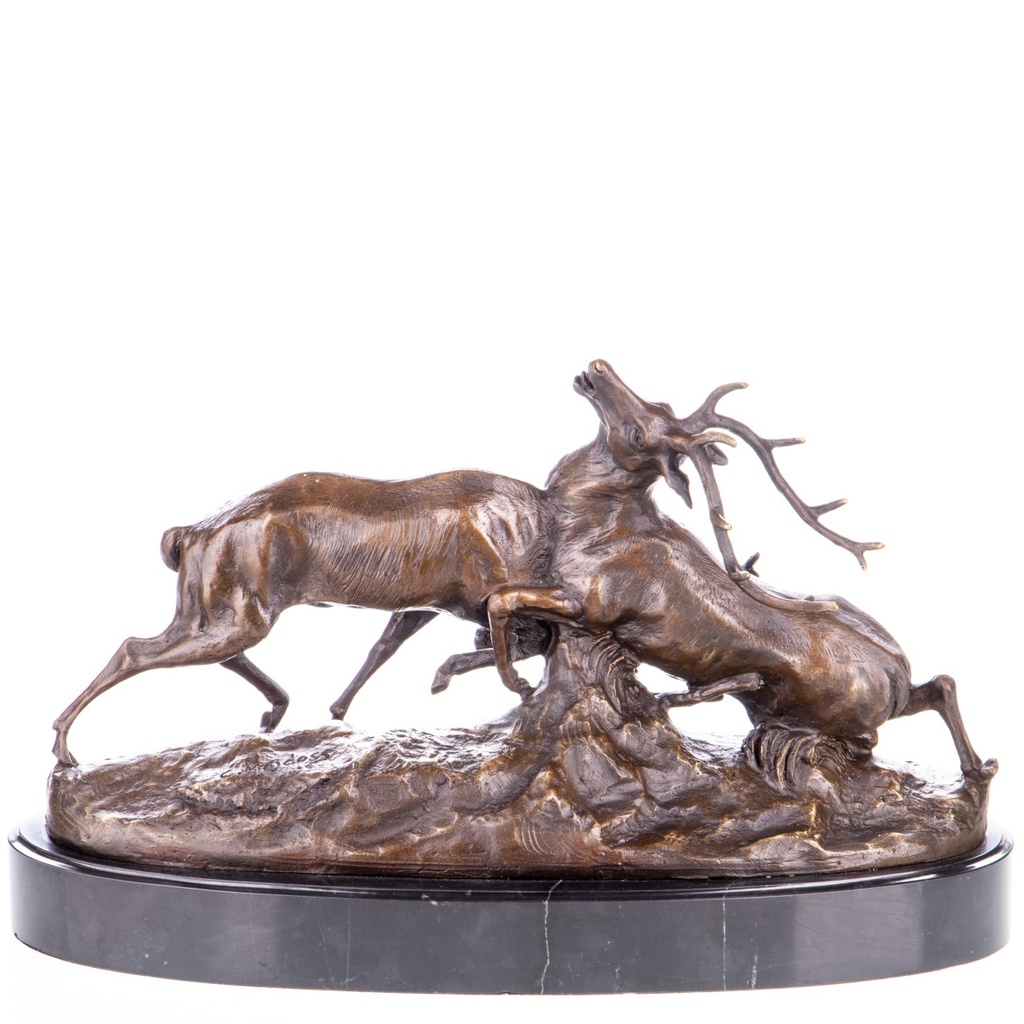 [LA-1822725] Bronzeskulptur Bronzefigur Kämpfende Hirsche Bild 2