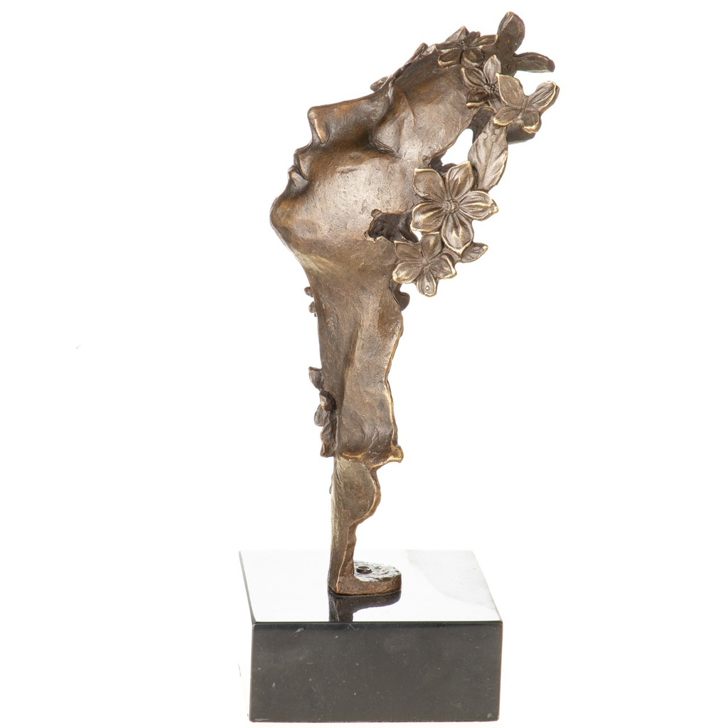 [LA-1822740] Moderne Bronzefigur weibliches Gesischt mit Blumen Bild 4