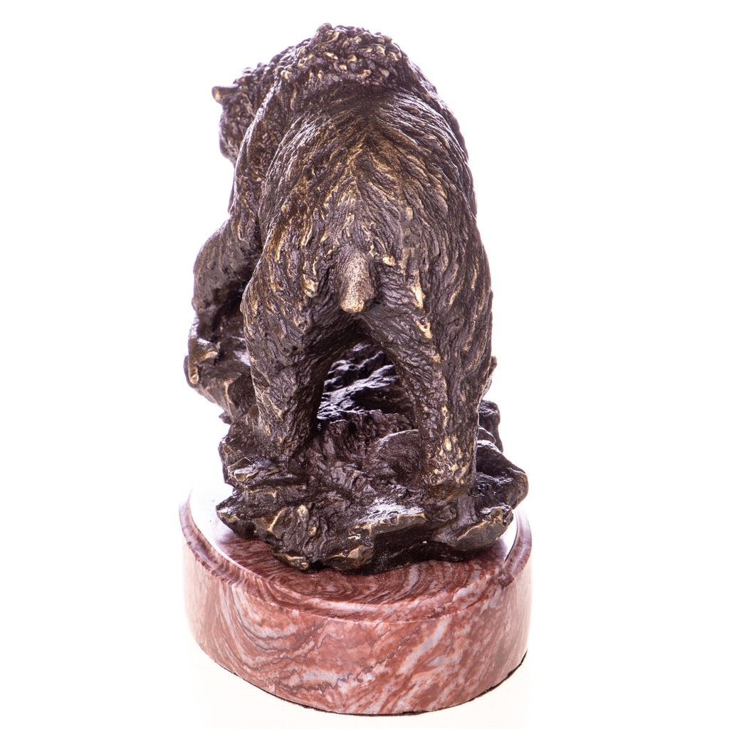 [LA-1822745] Bronzeskulptur Bronzefigur Bär mit Fisch Bild 2