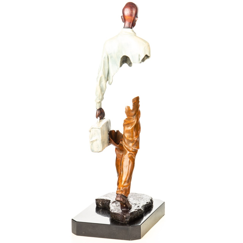 [LA-1822757] Farbige Bronzefigur Mann mit Koffer Modern Bild 3