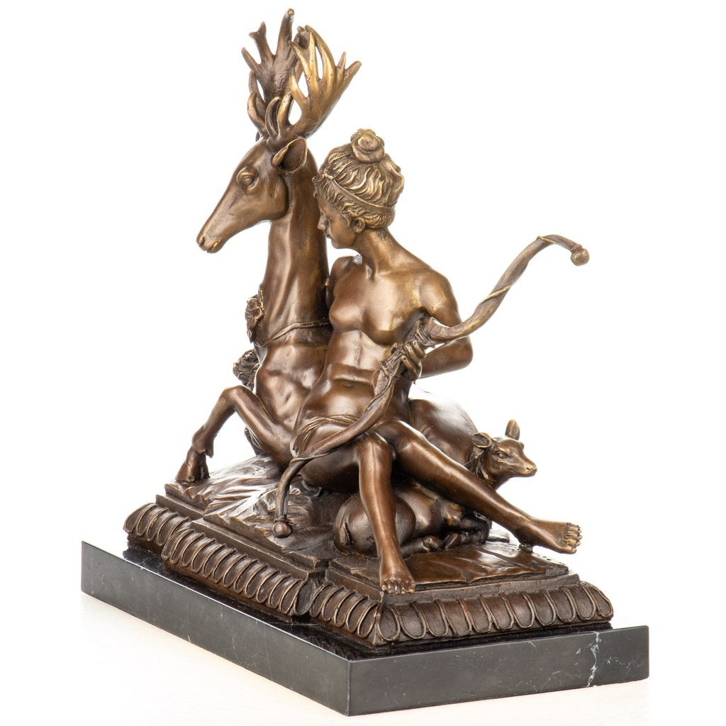 [LA-1822769] Mythologosche Bronzefigur Diana Göttin der Jagd mit Hirsch und Hunden Bild 2