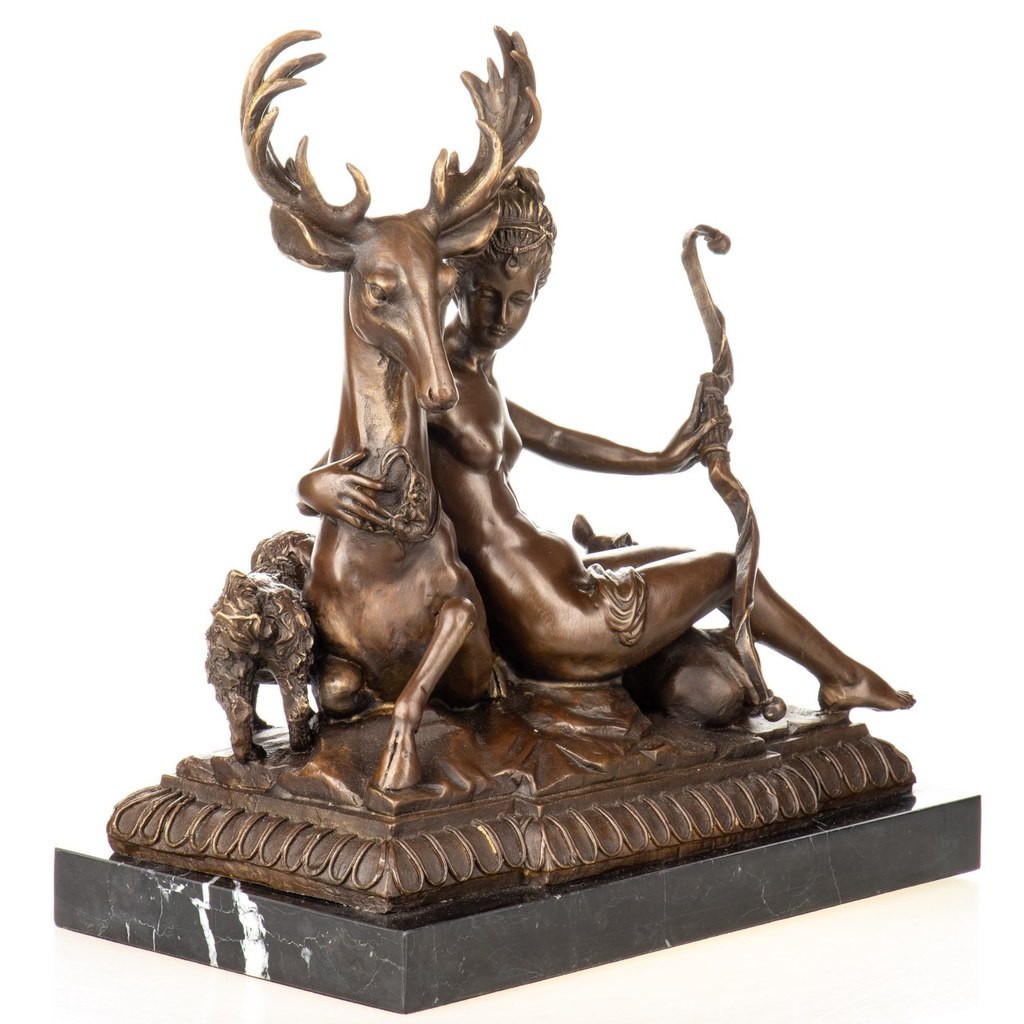 [LA-1822769] Mythologosche Bronzefigur Diana Göttin der Jagd mit Hirsch und Hunden Bild 3