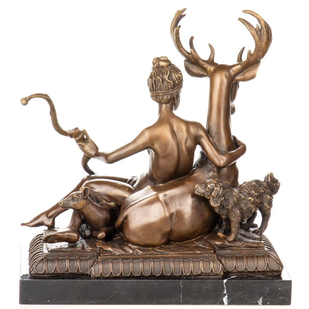 [LA-1822769] Mythologosche Bronzefigur Diana Göttin der Jagd mit Hirsch und Hunden Bild 5