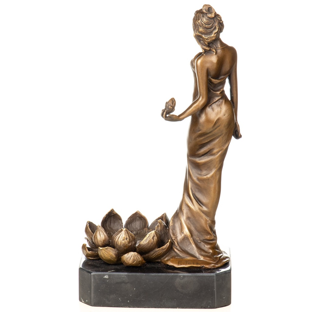 [LA-1822773] Bronzeskulptur Bronzefigur Frau mit Blumen Bild 3