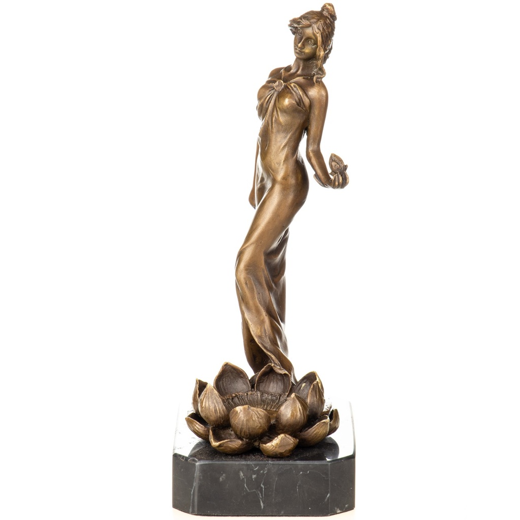 [LA-1822773] Bronzeskulptur Bronzefigur Frau mit Blumen Bild 4