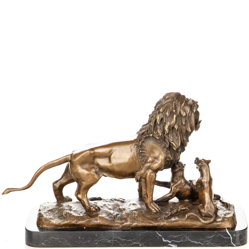 [LA-1822782] Bronzeskulptur Bronzefigur Löwe mit Löwenwelpen Bild 3