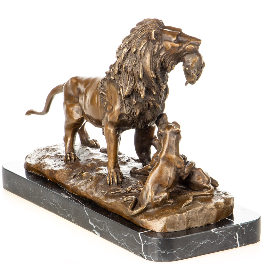 [LA-1822782] Bronzeskulptur Bronzefigur Löwe mit Löwenwelpen Bild 4