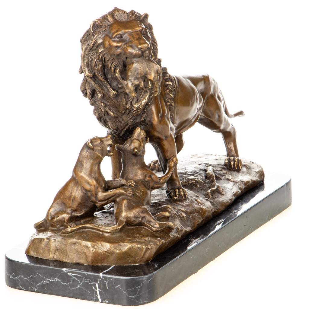 [LA-1822782] Bronzeskulptur Bronzefigur Löwe mit Löwenwelpen Bild 5