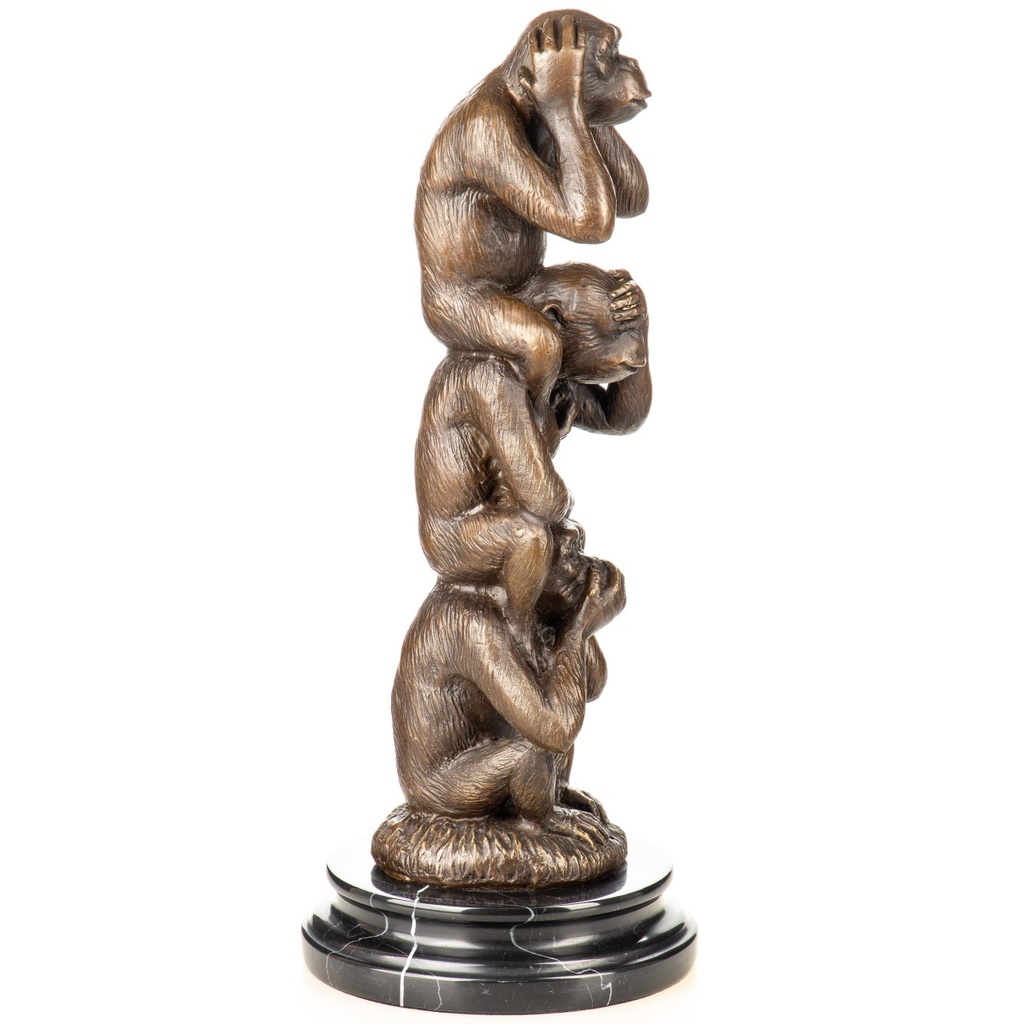 [LA-1822797] Bronzeskulptur Bronzefigur drei Affen Bild 2