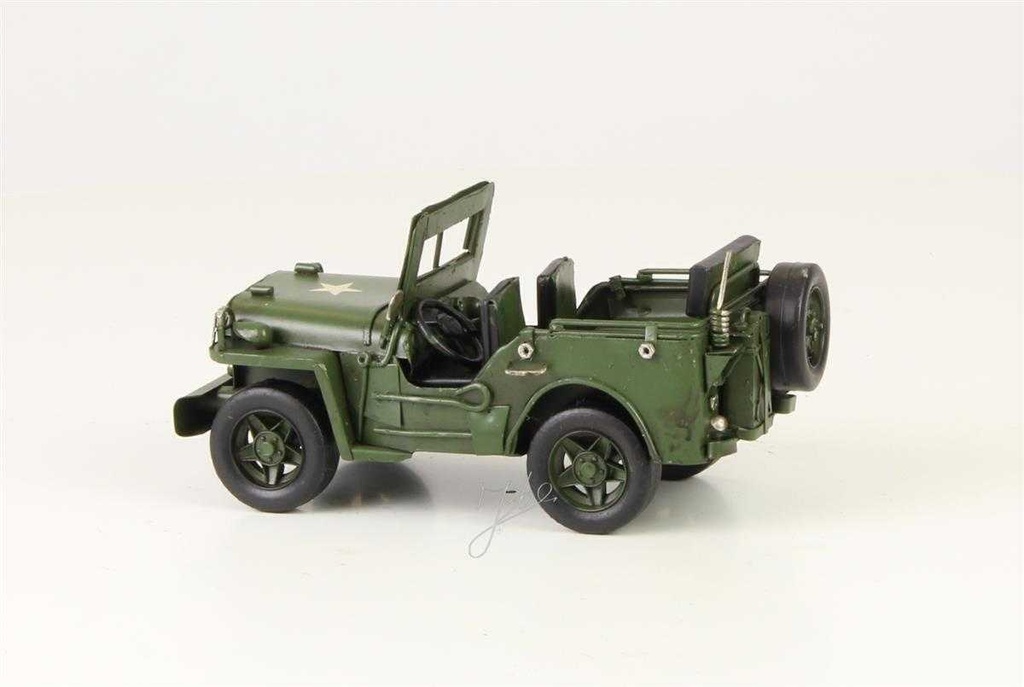 [LA-39130] Blechmodell Blechauto Oldtimer Militär Armee Geländewagen 8,2x8,5x16,6 cm Bild 3