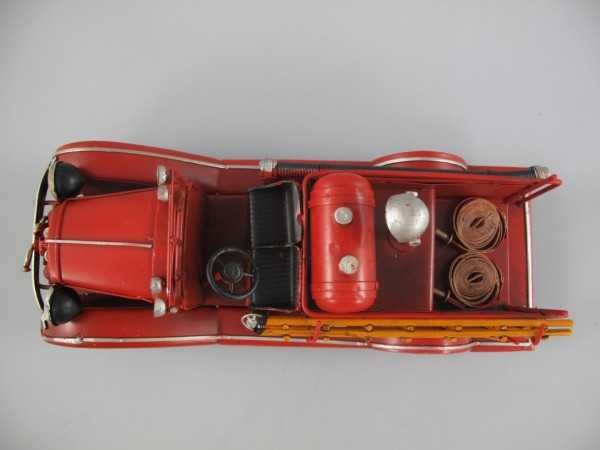 [LA-39185] Blechmodell Blechauto Feuerwehrwagen Antik-Stil Eisen H 9.9 B 9,6 L 26,5 cm Bild 6