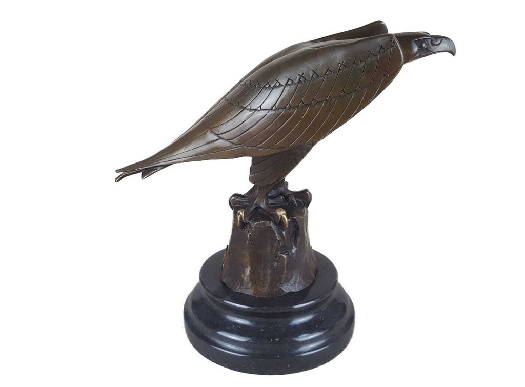 [LA-39236] Bronzeskulptur Bronzefigur Vogel Adler Sitzt Stein Bild 4
