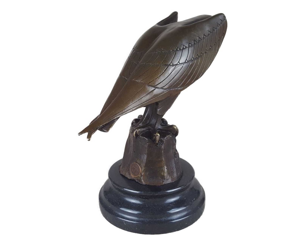 [LA-39236] Bronzeskulptur Bronzefigur Vogel Adler Sitzt Stein Bild 5