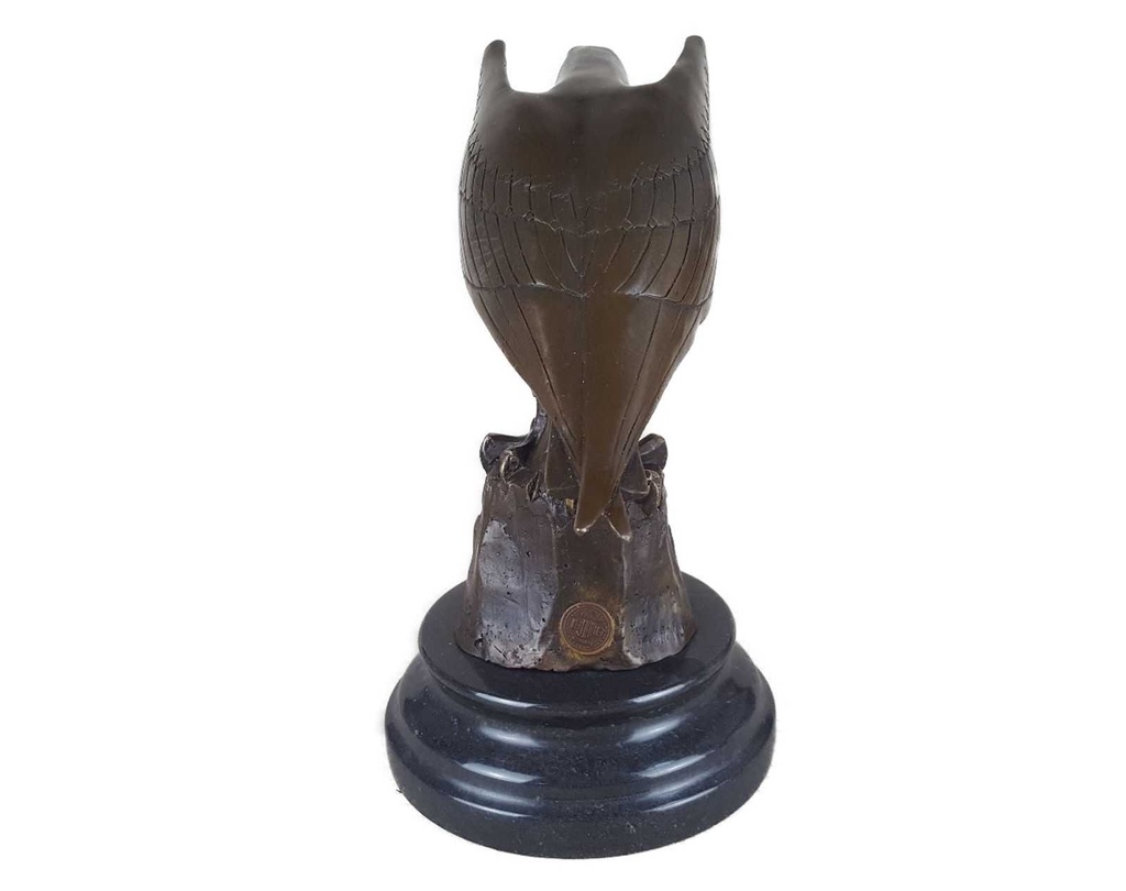 [LA-39236] Bronzeskulptur Bronzefigur Vogel Adler Sitzt Stein Bild 6