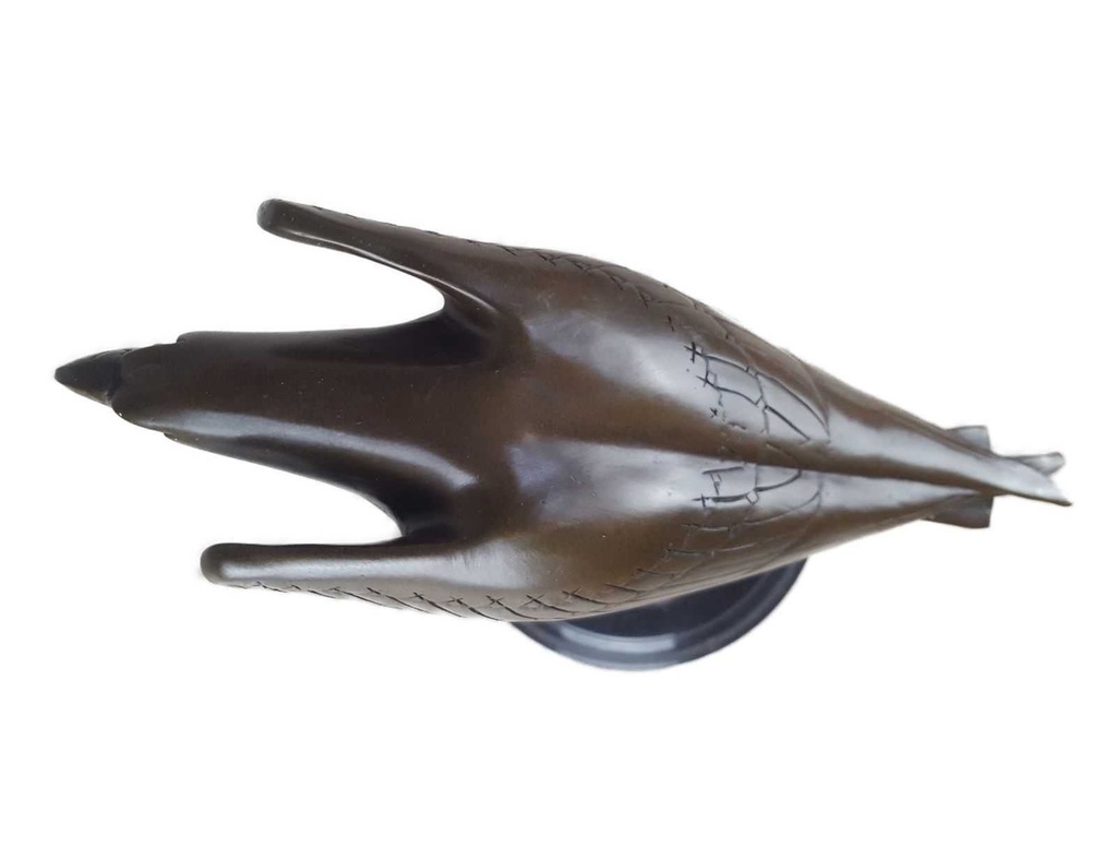 [LA-39236] Bronzeskulptur Bronzefigur Vogel Adler Sitzt Stein Bild 11