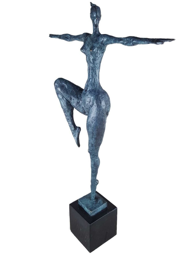 [LA-39246] Bronzeskulptur Bronzefigur grün patiniert Patina Frau Abstrakt-Stil Bild 2