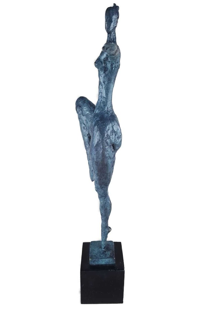 [LA-39246] Bronzeskulptur Bronzefigur grün patiniert Patina Frau Abstrakt-Stil Bild 3