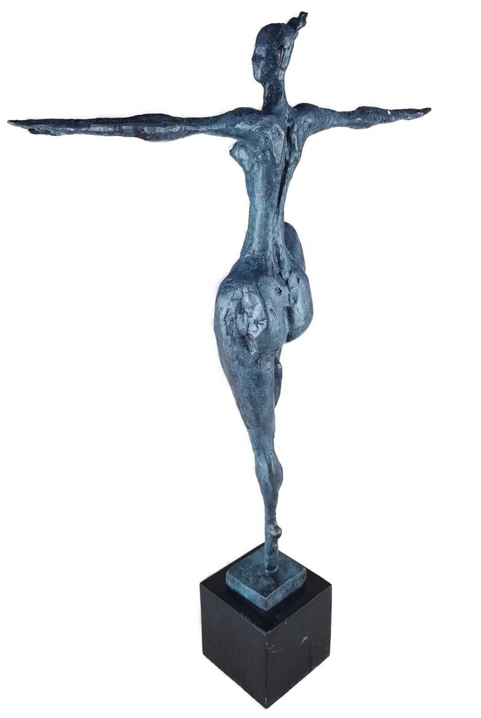 [LA-39246] Bronzeskulptur Bronzefigur grün patiniert Patina Frau Abstrakt-Stil Bild 4
