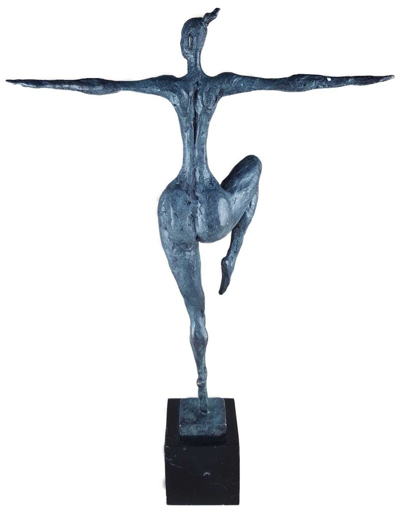 [LA-39246] Bronzeskulptur Bronzefigur grün patiniert Patina Frau Abstrakt-Stil Bild 5