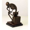 [LA-39247] Bronzeskulptur Bronzefigur Sitzender Denkender Skelettdenker Bild 4