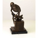 [LA-39247] Bronzeskulptur Bronzefigur Sitzender Denkender Skelettdenker Bild 5