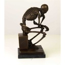 [LA-39247] Bronzeskulptur Bronzefigur Sitzender Denkender Skelettdenker Bild 9