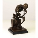 [LA-39247] Bronzeskulptur Bronzefigur Sitzender Denkender Skelettdenker Bild 12