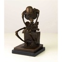 [LA-39247] Bronzeskulptur Bronzefigur Sitzender Denkender Skelettdenker Bild 14