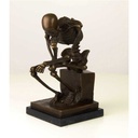 [LA-39247] Bronzeskulptur Bronzefigur Sitzender Denkender Skelettdenker Bild 15