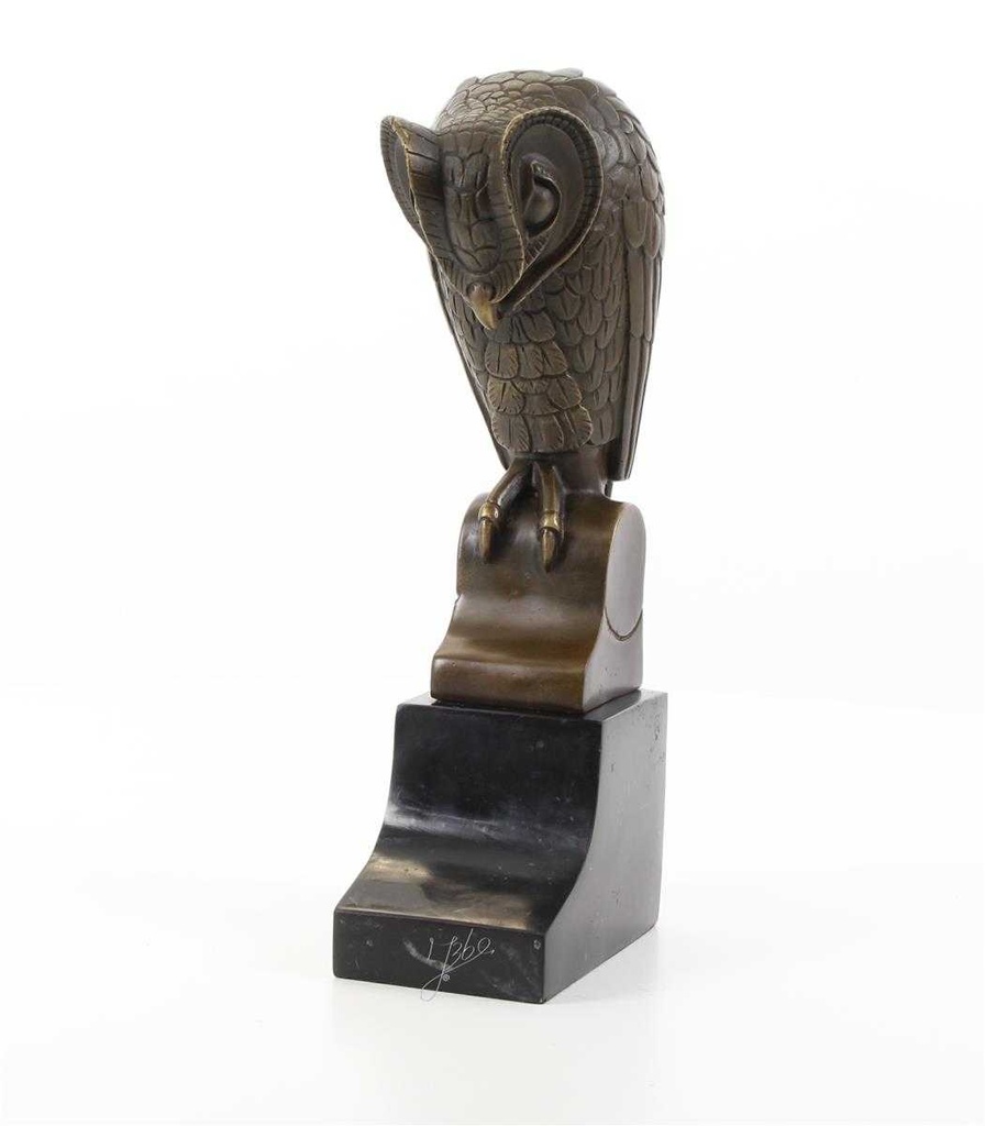 [LA-39259] Bronzeskulptur Bronzefigur Eule Uhu Kauz Abstrakt-Stil Bild 3