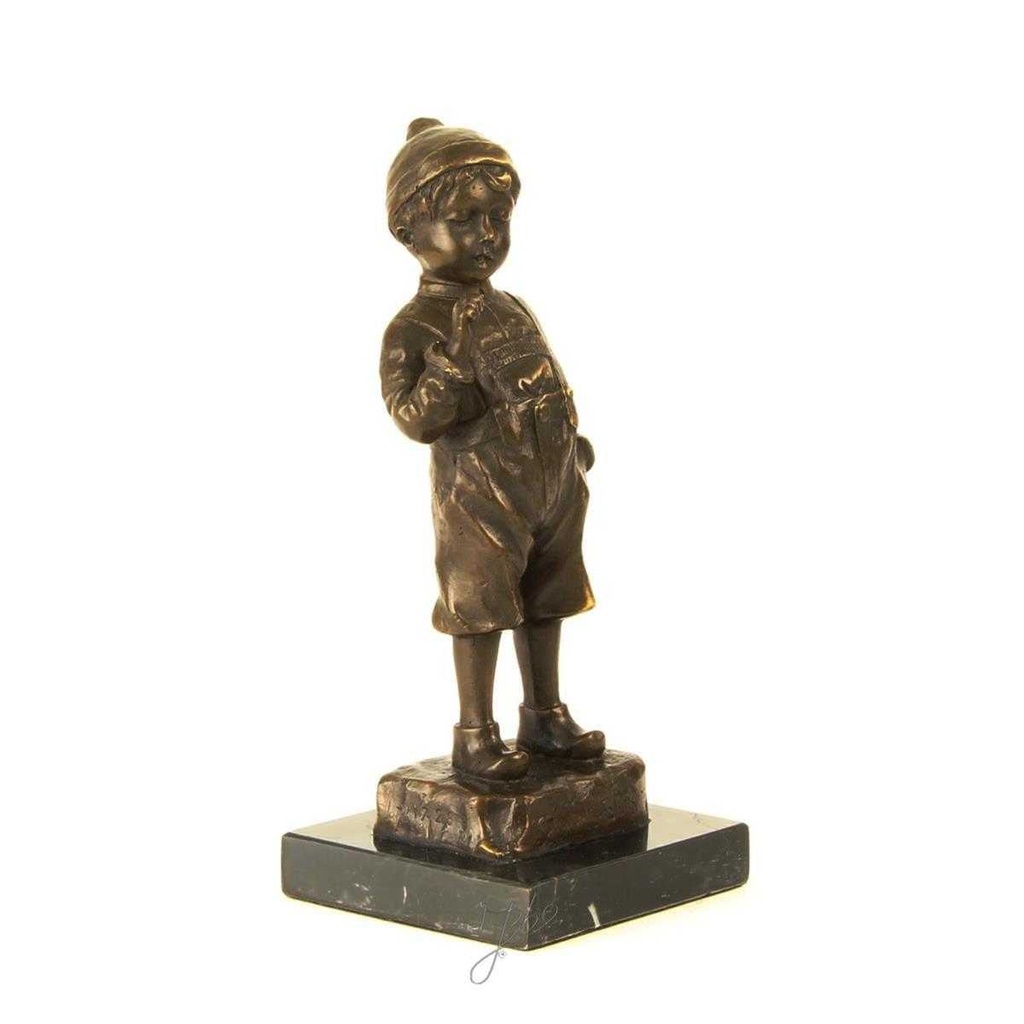 [LA-39263] Bronzeskulptur Bronzefigur Junge Kind Stehend Antik-Stil Bild 14