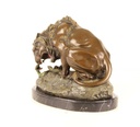 [LA-39267] Bronzeskulptur Bronzefigur Löwe mit Schlange Grün Bild 3