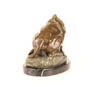 [LA-39267] Bronzeskulptur Bronzefigur Löwe mit Schlange Grün Bild 5