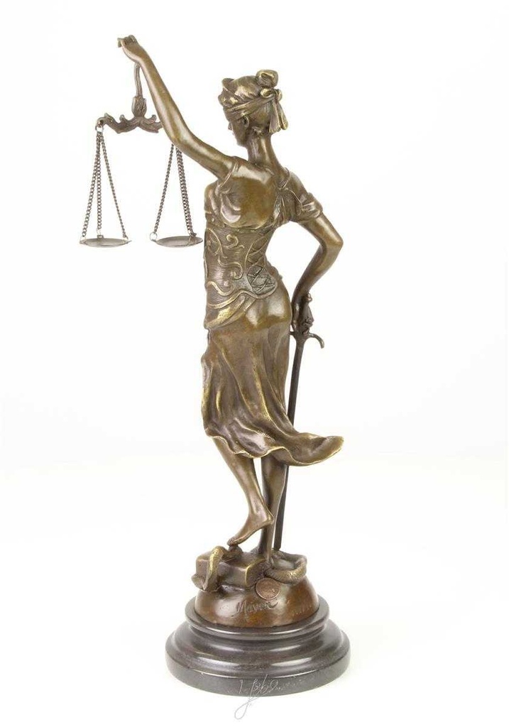 [LA-39288] Bronzeskulptur Bronzefigur Justitia Richterin Recht Anwalt Schwert Waage #39288 Bild 7