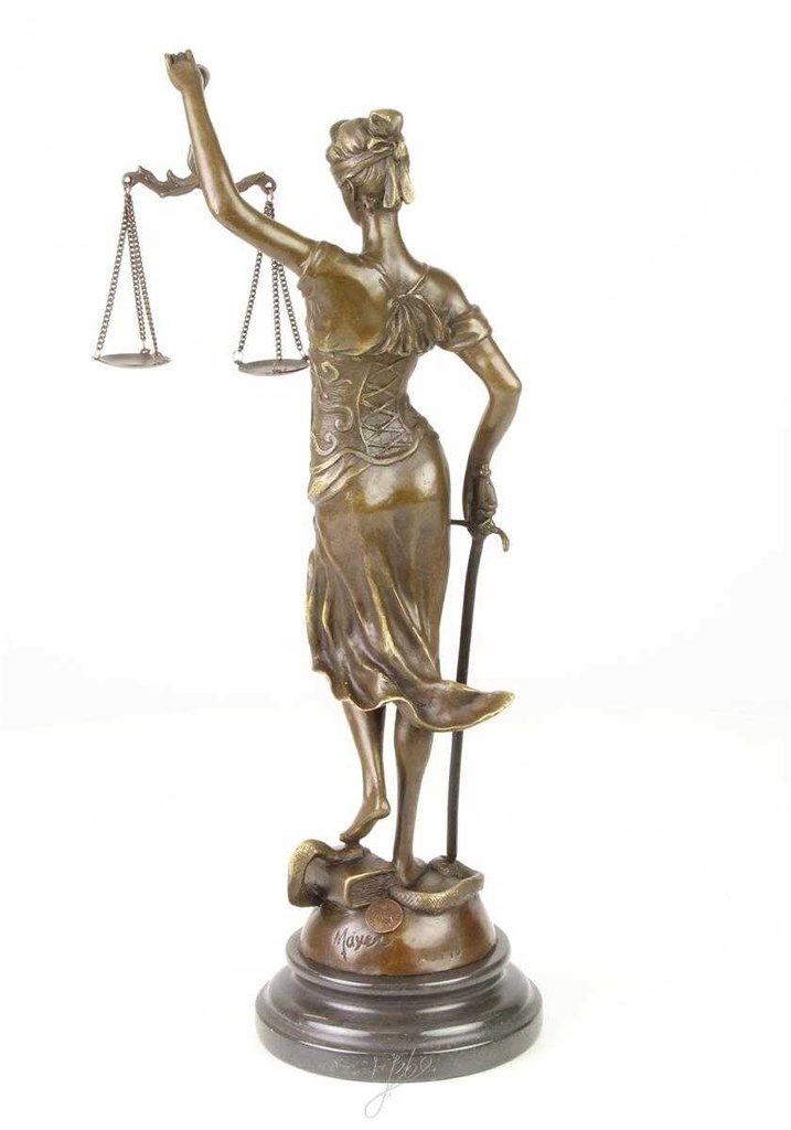 [LA-39288] Bronzeskulptur Bronzefigur Justitia Richterin Recht Anwalt Schwert Waage #39288 Bild 8