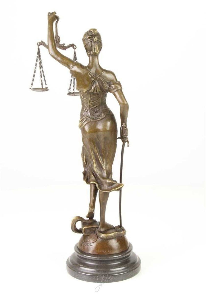 [LA-39288] Bronzeskulptur Bronzefigur Justitia Richterin Recht Anwalt Schwert Waage #39288 Bild 9