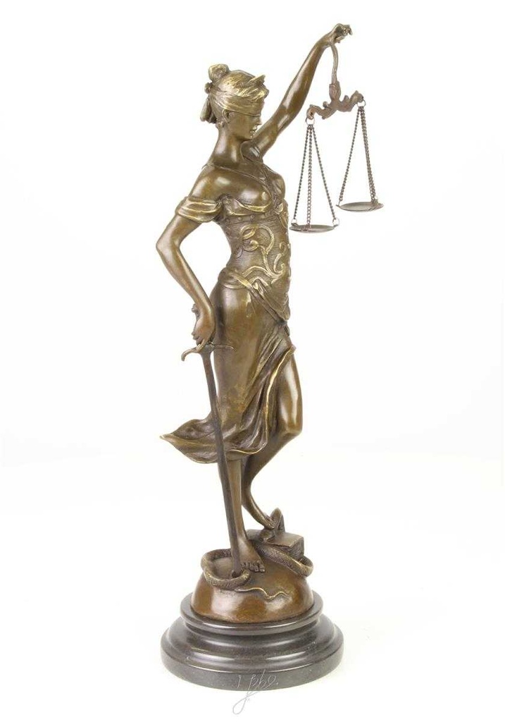 [LA-39288] Bronzeskulptur Bronzefigur Justitia Richterin Recht Anwalt Schwert Waage #39288 Bild 14