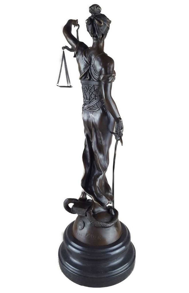 [LA-39289] Bronzeskulptur Bronzefigur Justitia Richterin Recht Anwalt Schwert Waage Bild 4